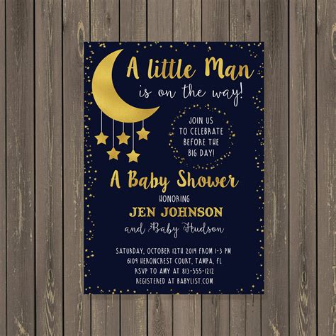 Moon and Stars Baby Shower Invitation Little Star Baby Shower | Etsy ...