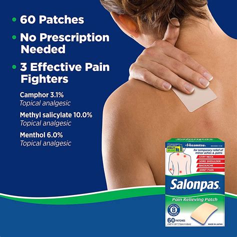 Salonpas Pain Relieving Patch - 60 Patches for Effective Pain Relief