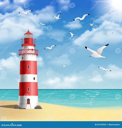 Beach And Lighthouse Drawing Cartoon Vector | CartoonDealer.com #108967513