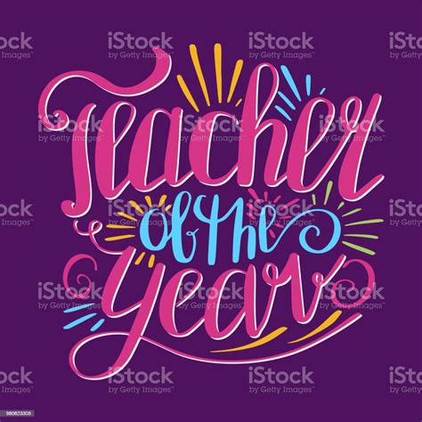 Teacher Of The Year Poster Stock Illustration - Download Image Now - Art, Banner - Sign ...