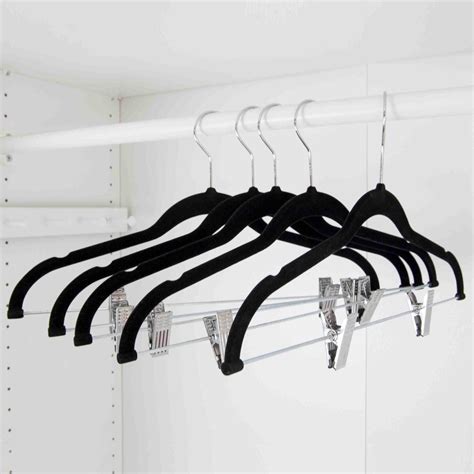 Black Velvet Hangers With Clips (5, 10, 15, 20 Packs) (10 pack) in 2020 | Hanger clips, Black ...