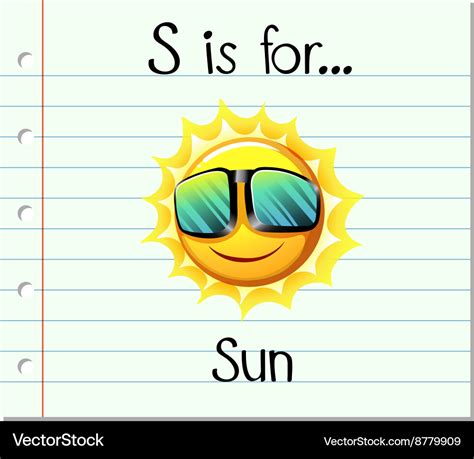 Flashcard letter s is for sun Royalty Free Vector Image