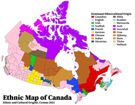 Ethnic Map of Canada, 2021 : r/MapPorn