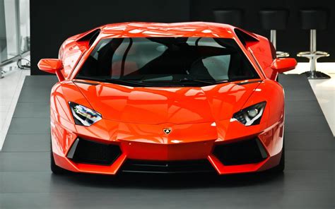 Arancio Argos Lamborghini Aventador Front view [1920x1200] : carporn