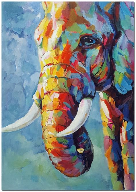 Hand Painted Impressionist Elephant Oil Painting on Canvas | Etsy