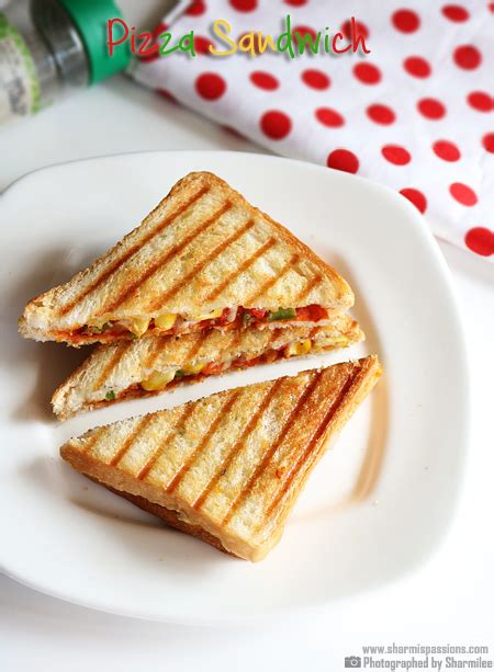 Pizza Sandwich Recipe - Grilled Pizza Sandwich - Sharmis Passions