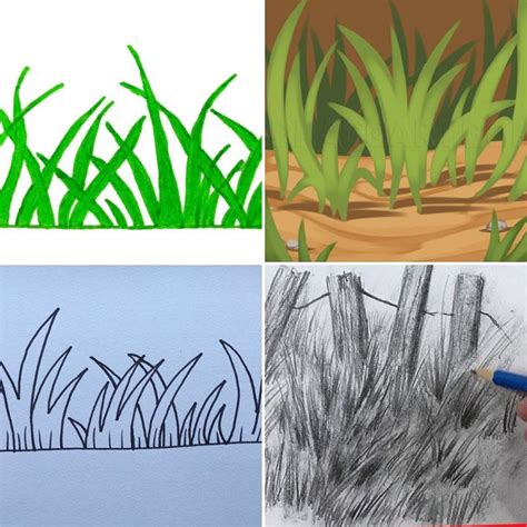 25 Easy Grass Drawing Ideas - How to Draw Grass - Blitsy