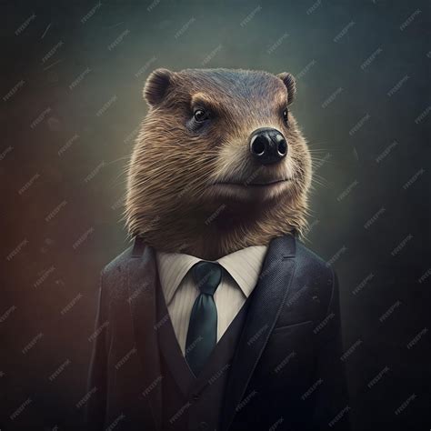 Premium Photo | Portrait of a beaver dressed in a formal business suit