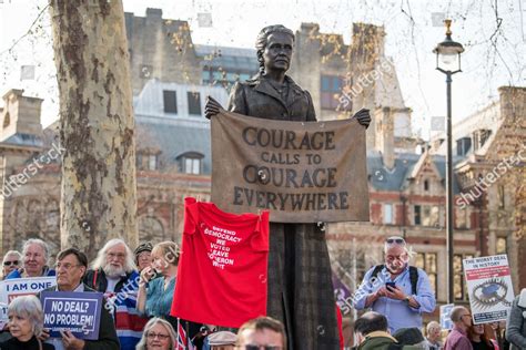 Leave Supporters Beside Suffragette Millicent Fawcett Editorial Stock ...