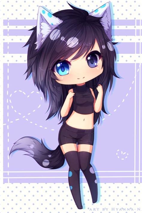 chibi wolf girl whit blue hair | Anime wolf girl, Neko girl, Cute anime ...