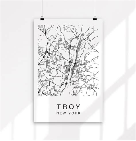 Troy Map Troy City Map Printable Map Map Print Troy Map | Etsy