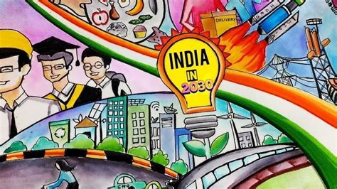 Viksit Bharat drawing.India in 2030 drawing .My vision for India in 2047.My dream India poster ...