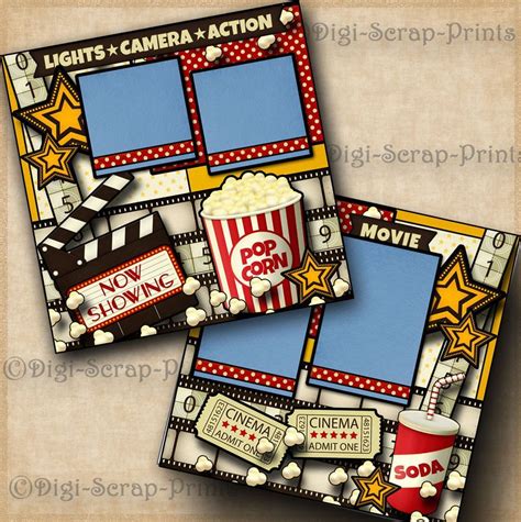 NOW SHOWING MOVIE premade scrapbook pages paper piecing LAYOUT family DIGISCRAP #DigiScrapPrints ...