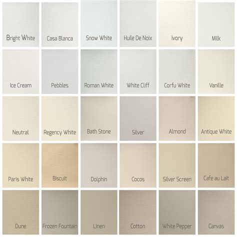 Eggshell Paint Color Chart