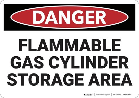 Danger: Flammable Gas Cylinder Storage Area - Wall Sign | Creative Safety Supply