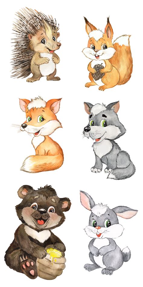 Forest Animals watercolor clipart. Forest Woodland Animals | Etsy in 2021 | Baby animal drawings ...