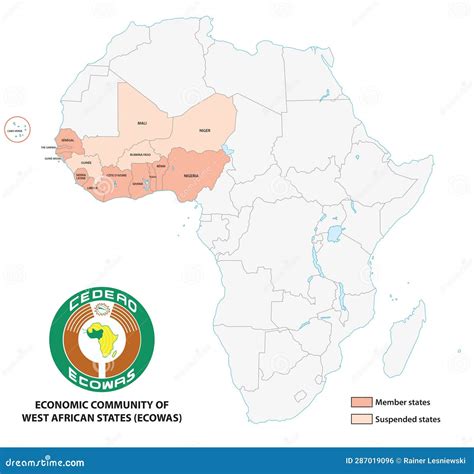 Map of the Economic Community of West African States ECOWAS Stock ...