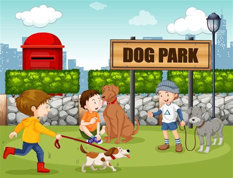 People in dog park 293604 Vector Art at Vecteezy