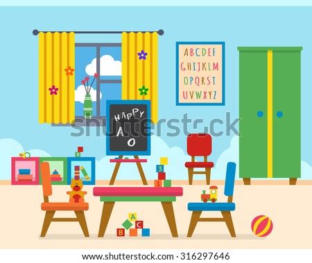 Kindergarten Preschool Playground Childrens Table Toys Stock Vector ...