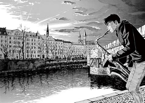 Dai Miyamoto playing the saxophone near a huge river and city Slice Of ...