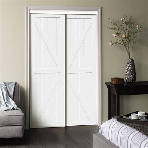 TRUporte 60 in. x 80 in. White Trident MDF Wood Sliding Closet Door - EU3295PWPWE060080 - The ...