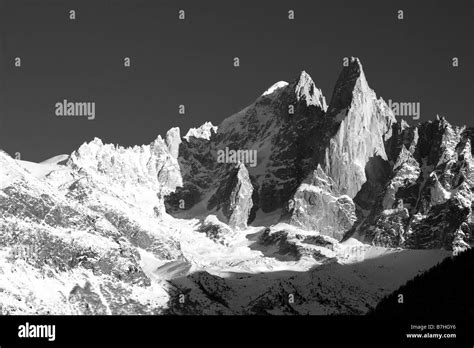 The Drus and Aguille Verte, Chamonix Stock Photo - Alamy