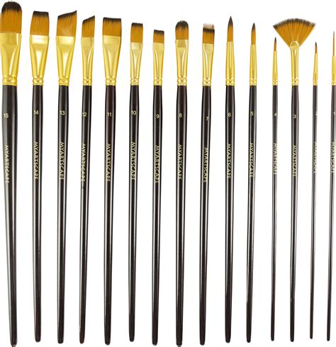 Paint Brush - Set of 15 Art Brushes for Watercolor, Acrylic & Oil Painting - Premium Art ...