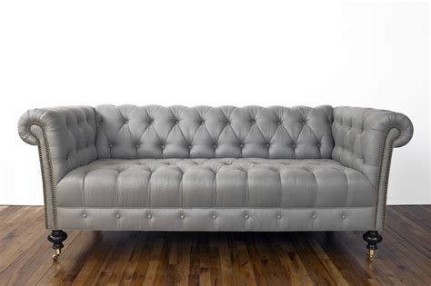 Custom Chesterfield Sofa. Grey Linen. | Sofa, Chesterfield sofa, Furniture