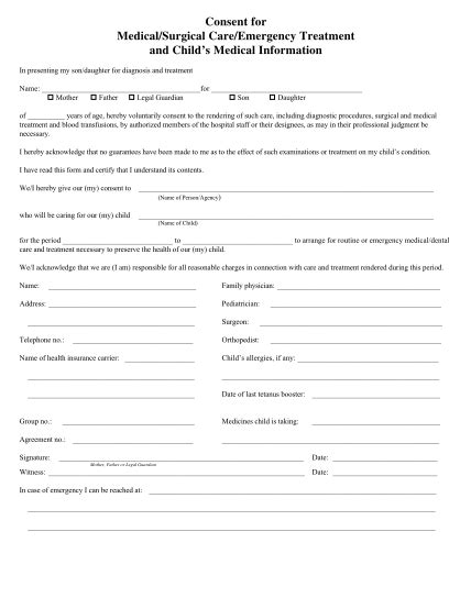 11 Printable Medical Consent Forms Pdf - Free to Edit, Download & Print ...