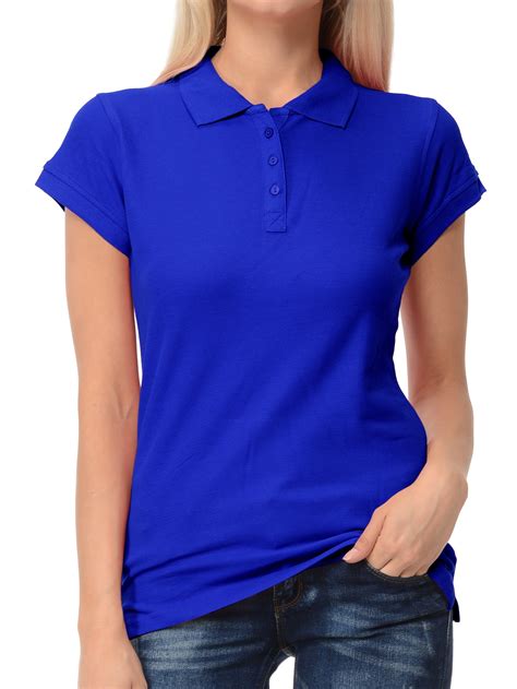 Basico - Basico Women Junior's Short Sleeve Slim Fit Polo Shirt 100% Cotton - Walmart.com ...