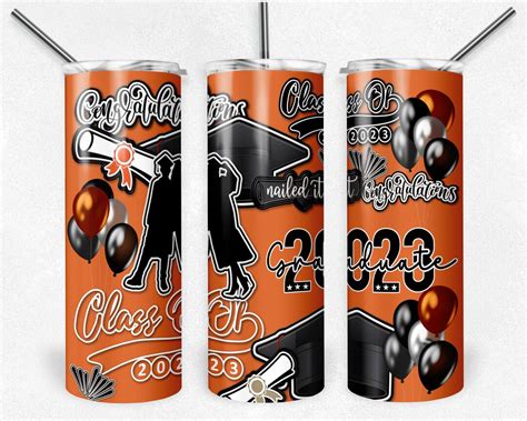 2023 Graduation Burst, Orange School Colors, Sublimation Tumbler Wrap ...