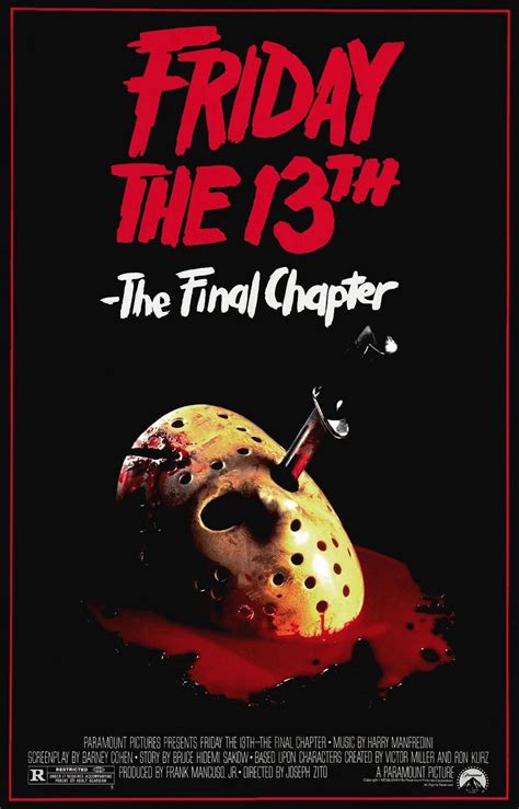 FRIDAY THE 13TH THE FINAL CHAPTER IV 4 Movie Poster Horror Jason ...