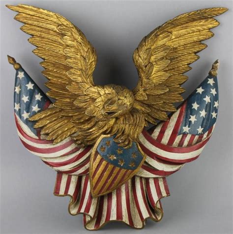 Lot - POLYCHROMED PATRIOTIC CARVED WOOD EAGLE WALL PLAQUE