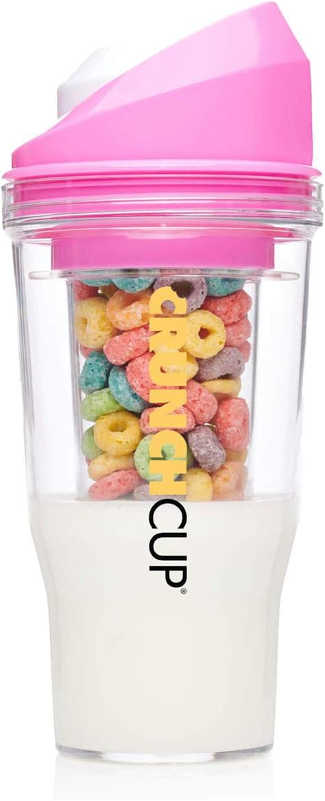 The CRUNCHCUP XL Pink- Portable Plastic Cereal Cups for Breakfast On the Go, To Go Cereal and ...