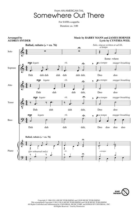 Somewhere Out There Sheet Music by Audrey Snyder (SKU: 00116749 ...