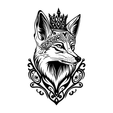 Fox Head with Crown Tribal Tattoo Logo for Cunning and Royalty Regal Slyness 20841375 Vector Art ...