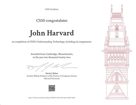 CS50 Certificate - CS50's Understanding Technology