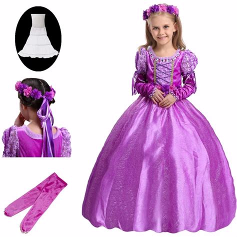 Aliexpress.com : Buy Kids Girls Princess Tangled Rapunzel Dresses Full Ball Gown Long Party ...