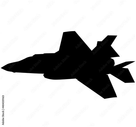 F 35 Air Force stealth F-35 Lightning II fighter jet. Isolated realistic silhouette Stock ...