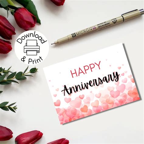 Happy Anniversary Card Heart Anniversary Printable Card - Etsy