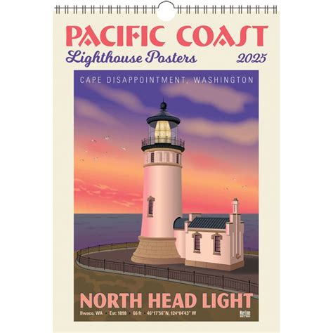 Pacific Northwest Lighthouses Poster 2025 Wall Calendar - Calendars.com