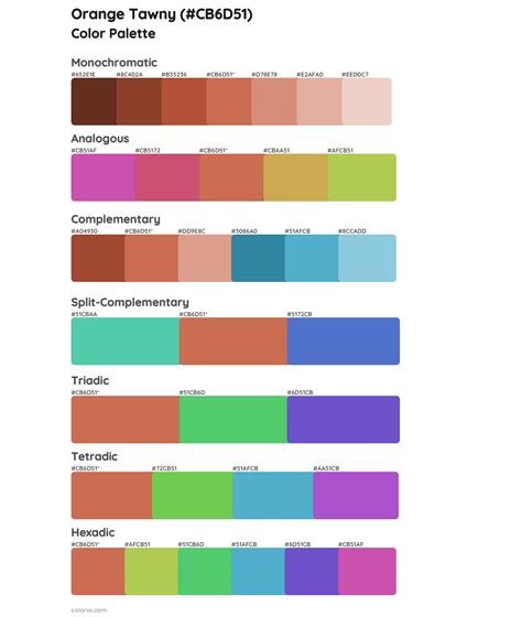 Orange Tawny Color Palettes, Scheme Combination - colorxs.com