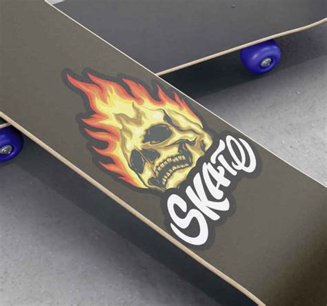 Flame skull skateboard sticker - TenStickers