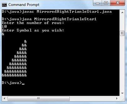 Java Mirrored Right Triangle Star Pattern Program | Right triangle ...