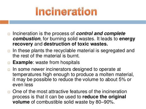 Incineration method of solid waste disposal