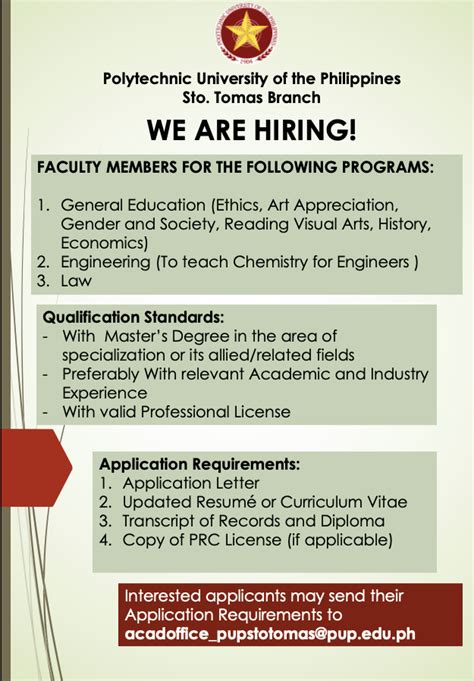 📌JOB OPENINGS at PUP Sto.... - PUP STC Academic Head Office