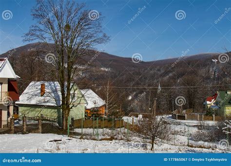 Snow-covered Winter Village in the Carpathian Mountains Stock Image - Image of frost, carpathian ...