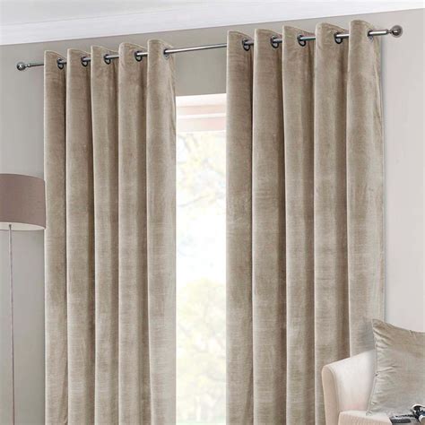 Cream Interlined Velvet Thermal Eyelet Curtain Pair