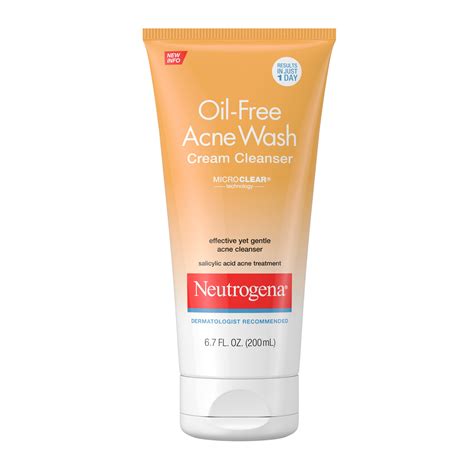 Neutrogena Oil-Free Acne Face Wash Cream Cleanser, 6.7 fl. oz - Walmart.com - Walmart.com