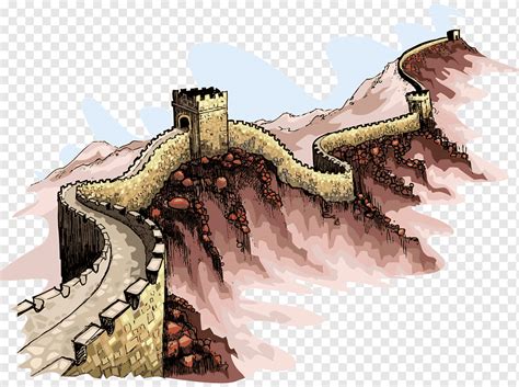 Great Wall of China New7Wonders of the World graphy Illustration, Great Wall of China painting ...